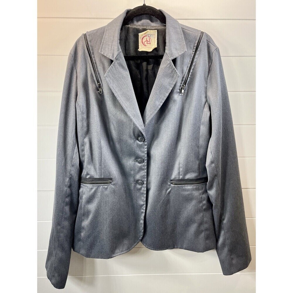 CHOR JACKET VINTAGE GRAY SZ XXL ZIPPER ACCENT BUTTONS WOOL BLEND Office Siren